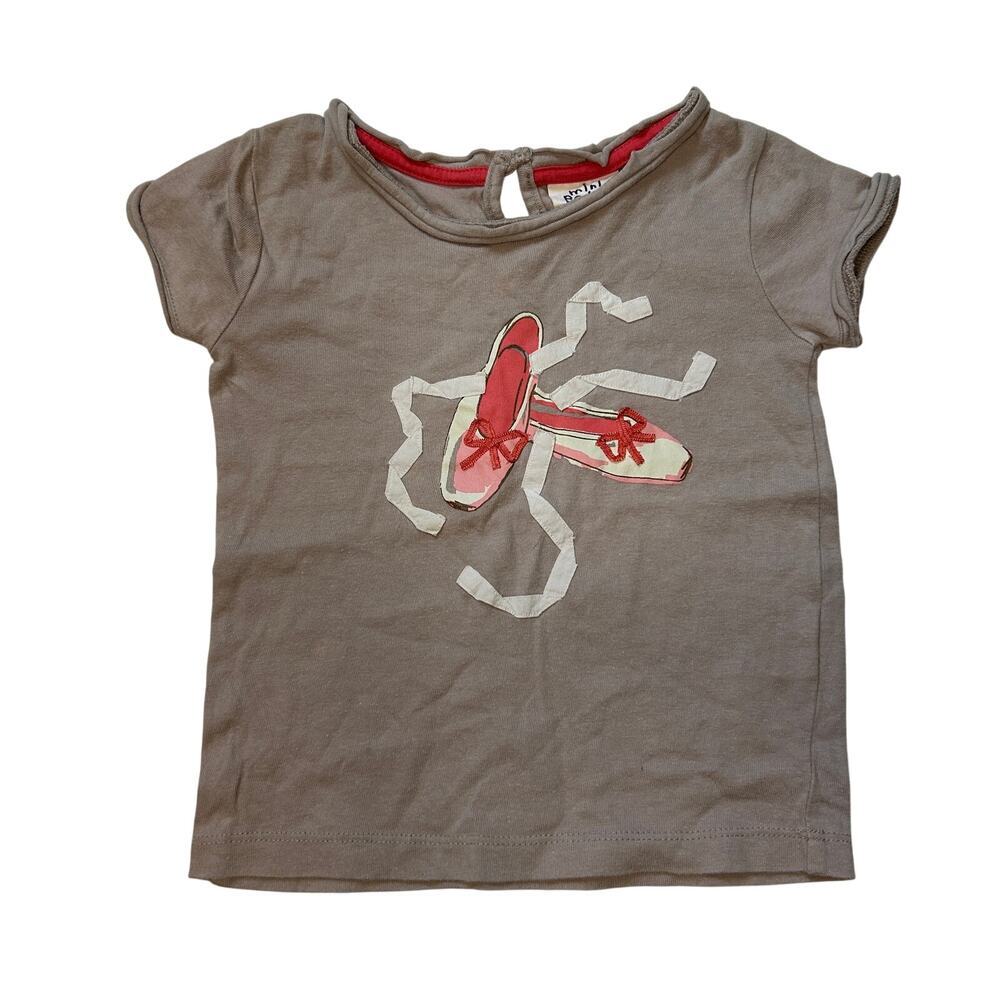 Mini Boden Ballerina Ballet Slipper Applique Tee Top - Size 1.5-2Y